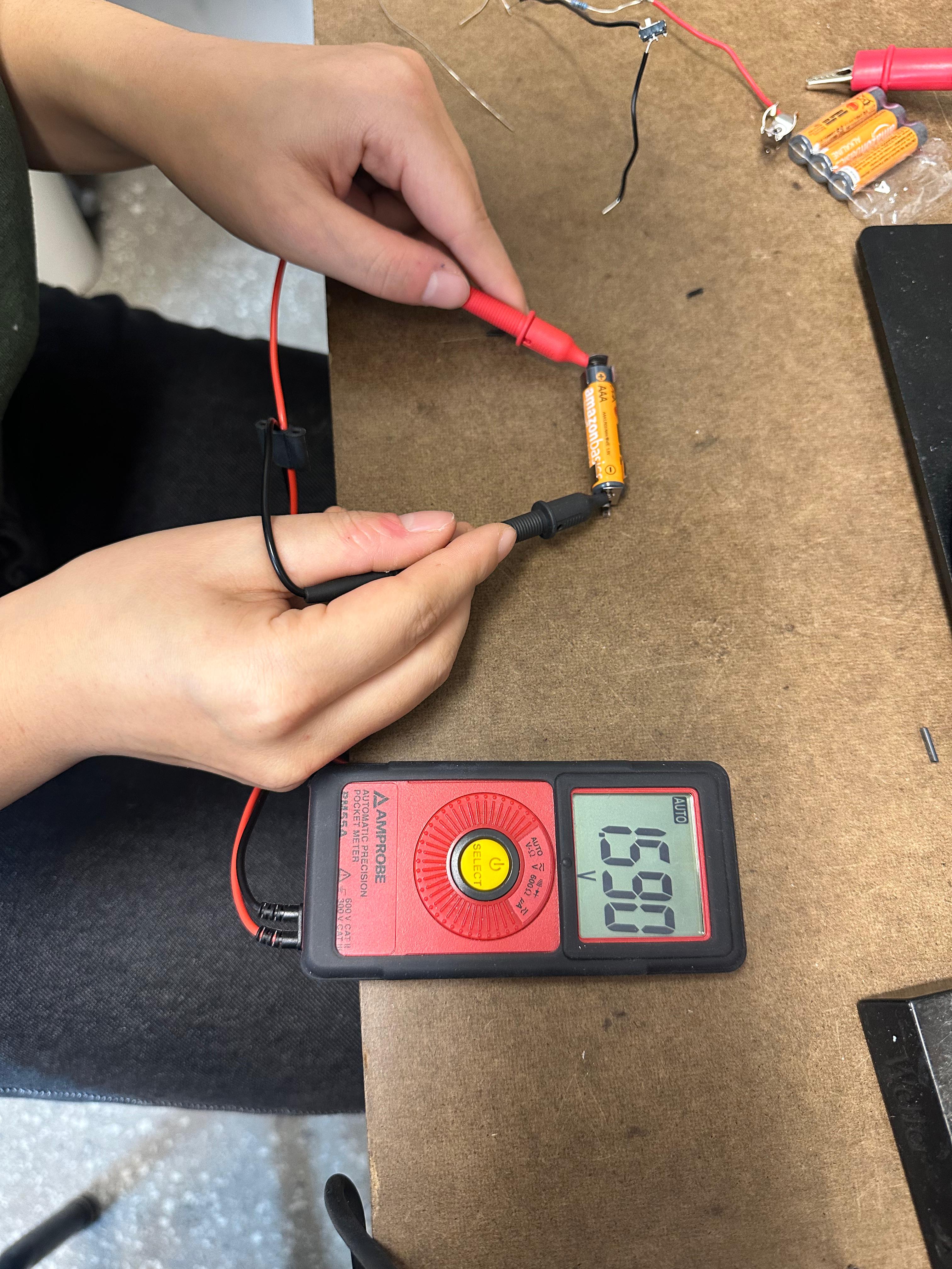 Measuring AAA battery voltage for the LED candle